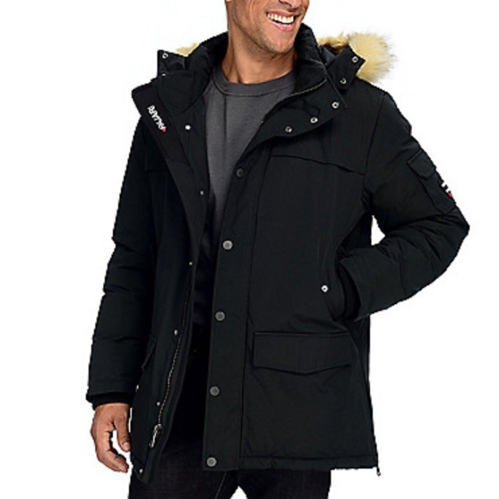 Pajar Canada Men's "Edgar" Faux Fur Black Trimmed Parka w/ Removable Hood Small